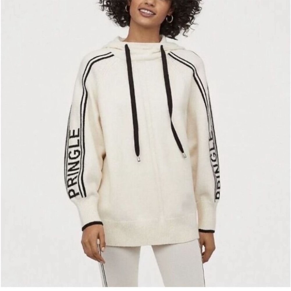 H&M Limited Edition Pringle Women’s Wool Blend Hooded Knit Sweater SzM Oversized